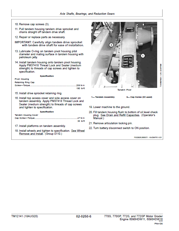 John Deere 770G, 770GP, 772G, 772GP Grader Manual (S.N 634754 – 656507 & Engines W11, W16) Workshop Guide