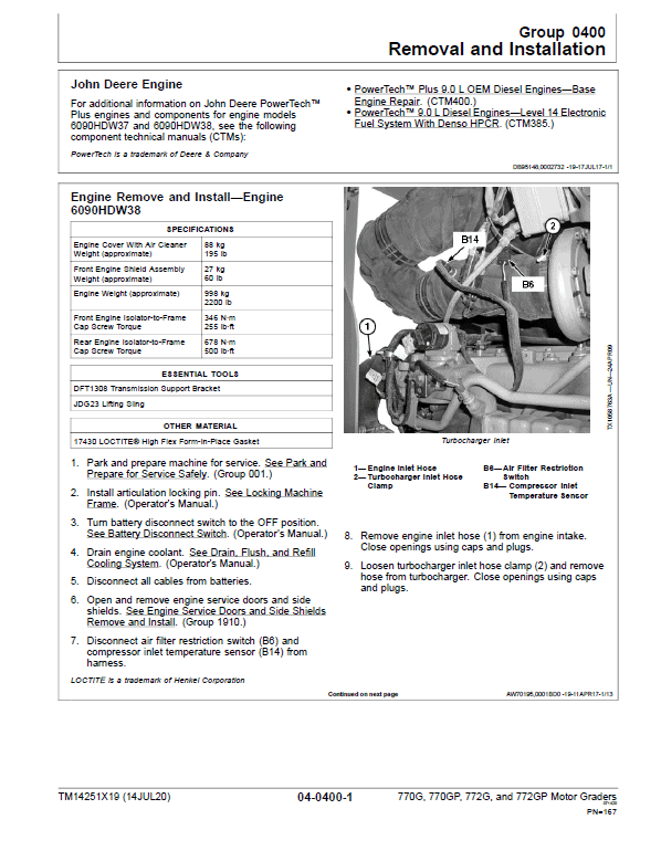 John Deere 770G, 770GP, 772G, 772GP Grader Technical Manual (S.N 680878 & C003007 – ) Workshop Guide