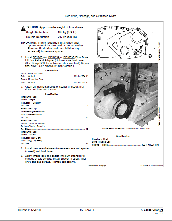 John Deere 450G, 455G, 550G, 555G, 650G Crawler Loader Technical Manual Workshop Guide