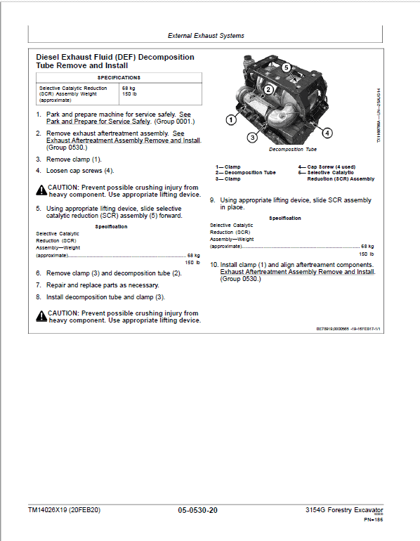 John Deere 3154G Swing Excavator Repair Technical Manual (S.N after F310001 – ) Workshop Guide