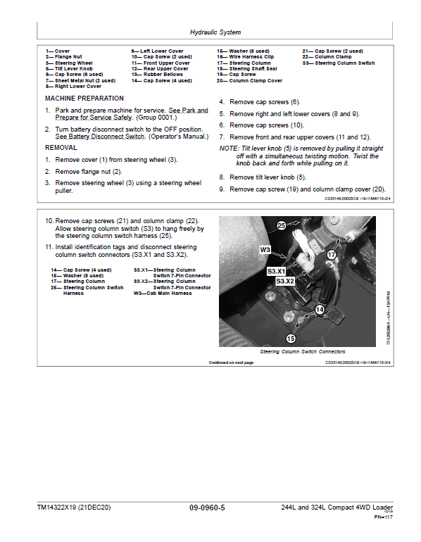 John Deere 244L, 324L Compact 4WD Loader Repair Technical Manual (S.N after B047716 – ) Workshop Guide