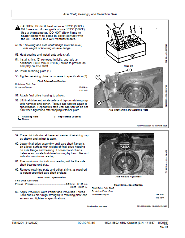 John Deere 450J, 550J, 650J Crawler Dozer Technical Manual (SN. from 141667-159986) Workshop Guide