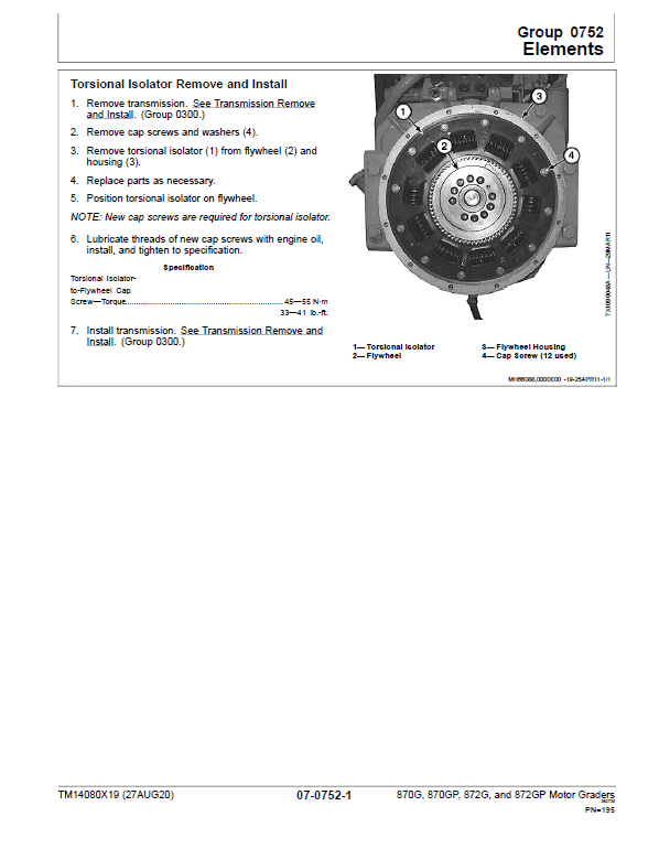John Deere 870G, 870GP, 872G, 872GP Grader Technical Manual (S.N 680878 – 680877 ) Workshop Guide