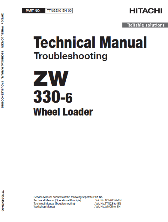 Hitachi ZW330, ZW330-6 Wheel Loader Service Repair Manual Workshop Guide