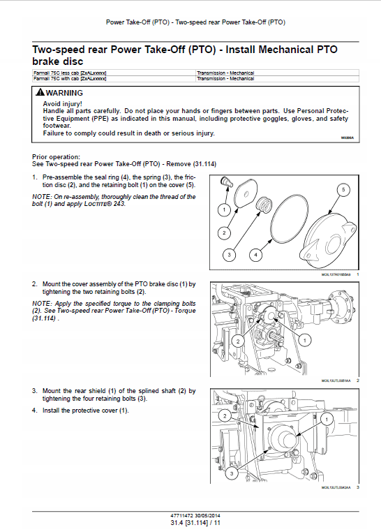 Case Farmall 75C Efficient Power Tractor Service Manual Workshop Guide