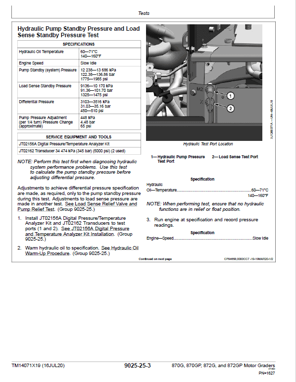 John Deere 870G, 870GP, 872G, 872GP Grader Technical Manual (S.N F678818 – F680877) Workshop Guide