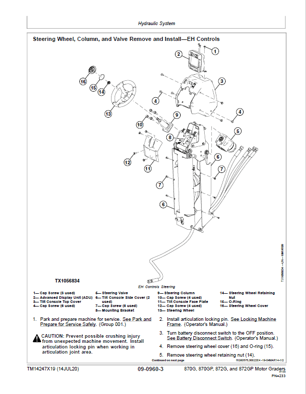John Deere 870G, 870GP, 872G, 872GP Grader Technical Manual (S.N F680878 & L700954 – ) Workshop Guide