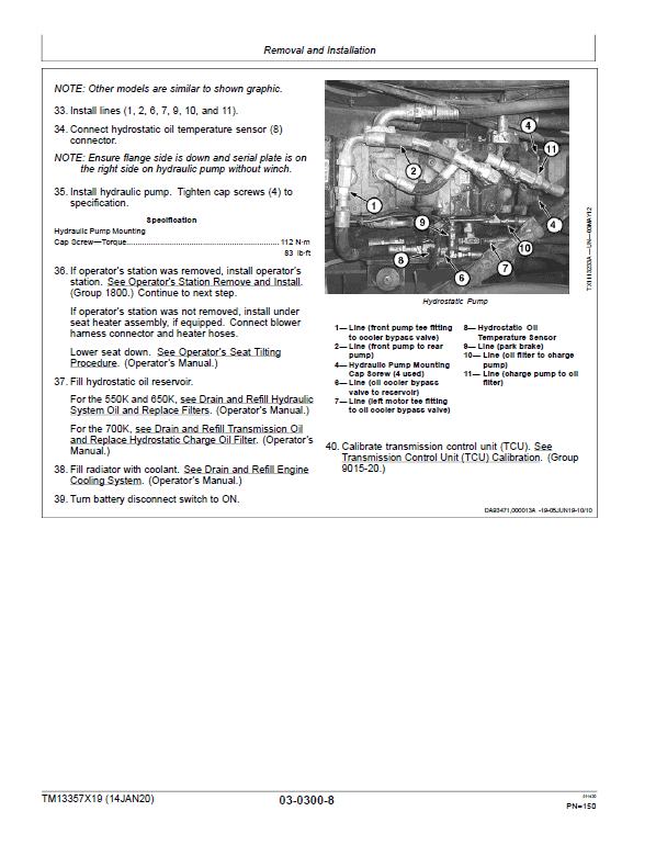 John Deere 550K, 650K Crawler Dozer Technical Manual (SN. from F275977-F303907) Workshop Guide