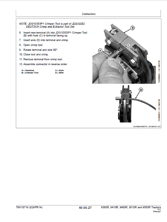 John Deere 9360R, 9410R, 9460R, 9510R, 9560R Tractors Repair Manual Workshop Guide