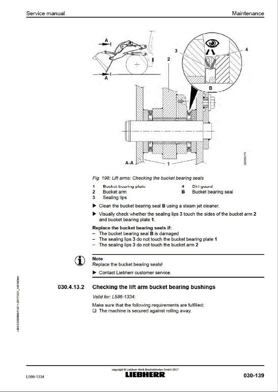 Liebherr L586 Type 1334 Wheel Loader Service Manual
