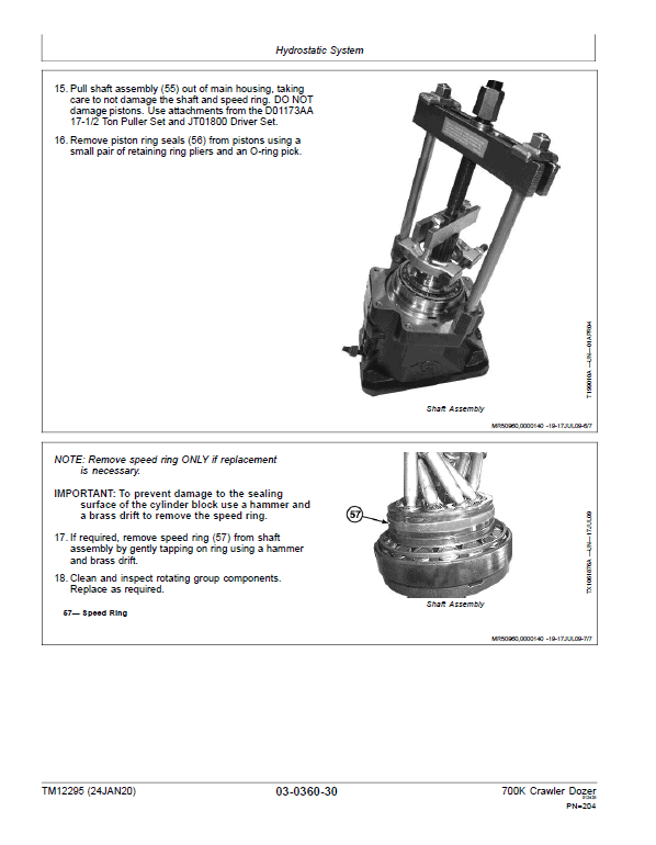 John Deere 700K Crawler Dozer Technical Manual (SN. from E217278-E275435) Workshop Guide