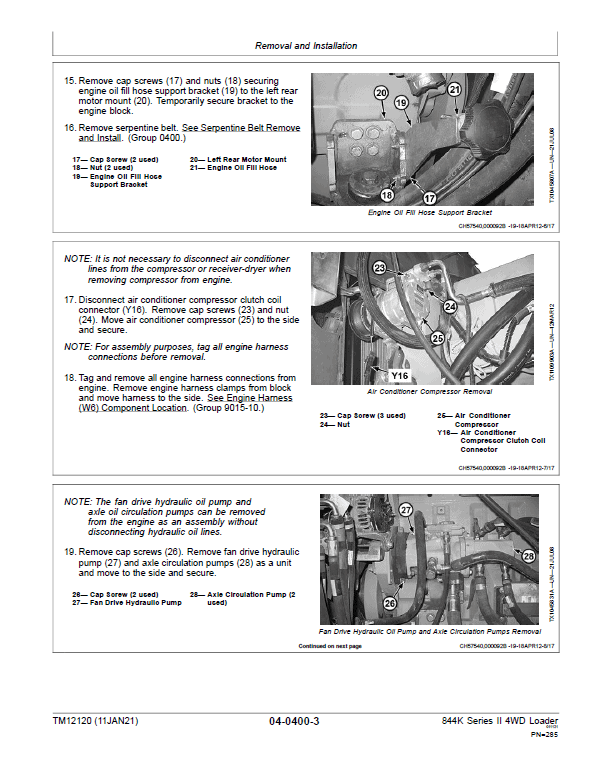 John Deere 844K Series II 4WD Engine T3 & S2 Loader Technical Manual (S.N 642008 – 664095) Workshop Guide