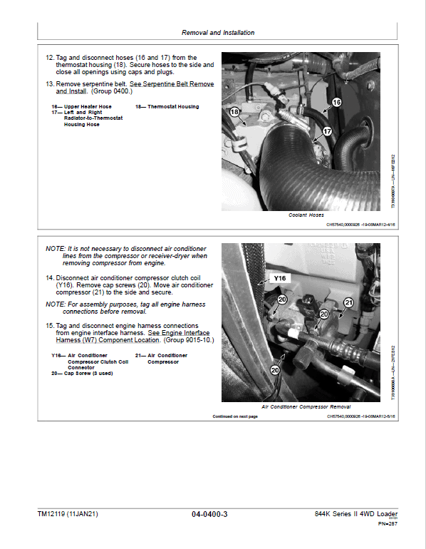 John Deere 844K-II 4WD Engine (iT4) Loader Technical Manual (S.N E645194 – E664097) Workshop Guide