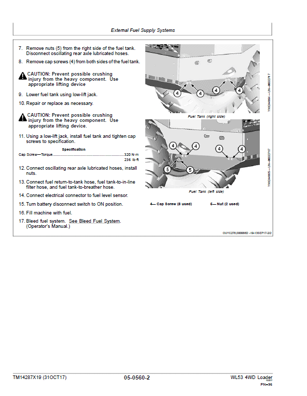 John Deere WL53 4WD Loader Repair Technical Manual (S.N after D100080 – ) Workshop Guide