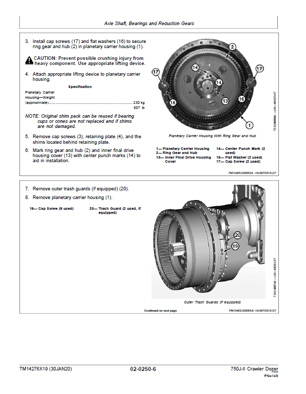 John Deere 750J-II Crawler Dozer Technical Manual (SN. from D000001 – D306890) Workshop Guide