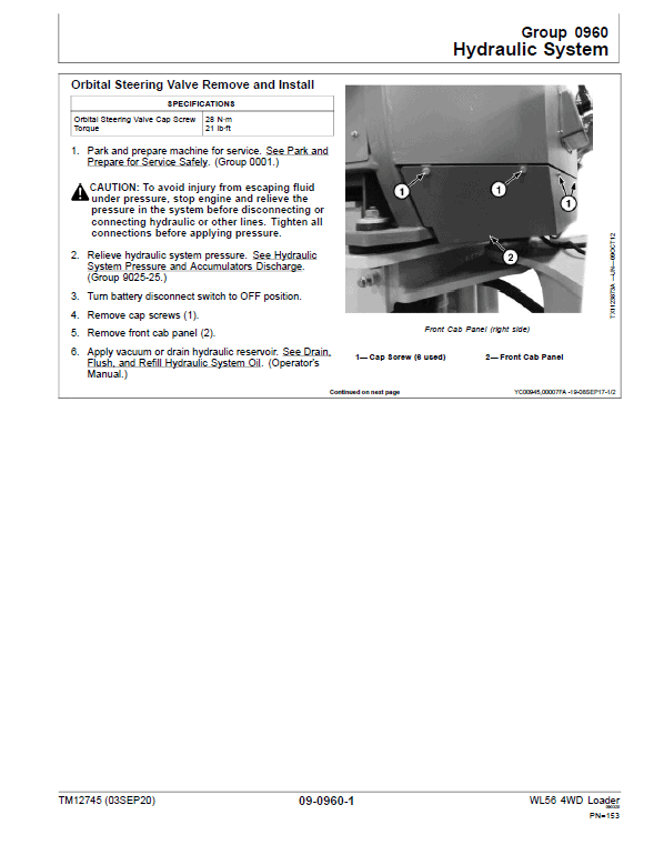 John Deere WL56 4WD Loader Manual ( S.N C000010- C000508 & D000326 – D000508) Workshop Guide