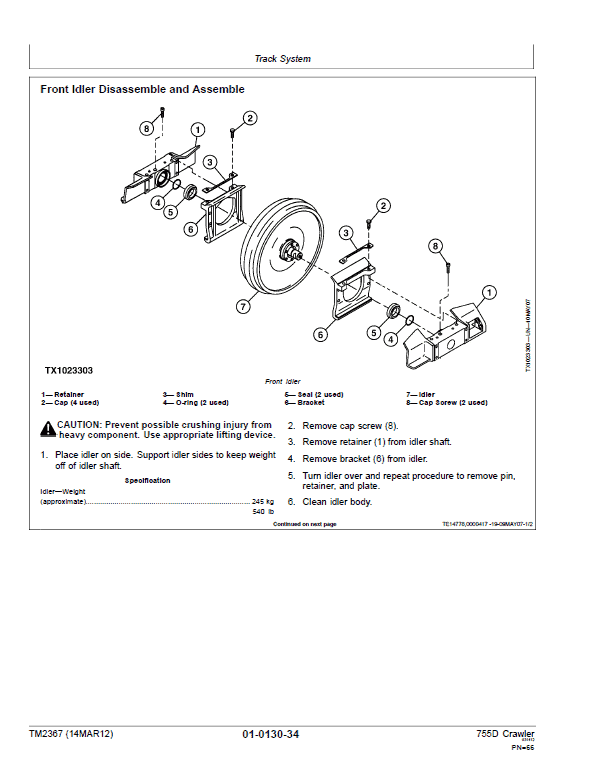 John Deere 755D Crawler Loader Technical Manual (TM2366 and TM2367) Workshop Guide