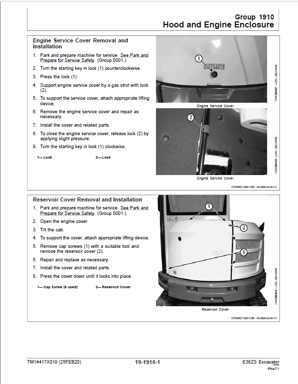 John Deere E36ZS Excavator Repair Technical Manual (S.N after D016000 -) Workshop Guide