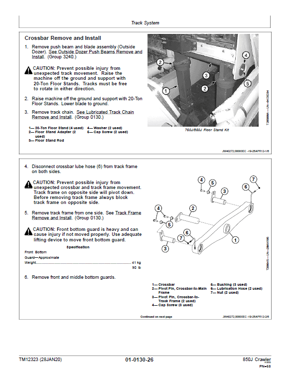 John Deere 850J with Engine 6068HT090 Crawler Dozer Technical Manual Workshop Guide