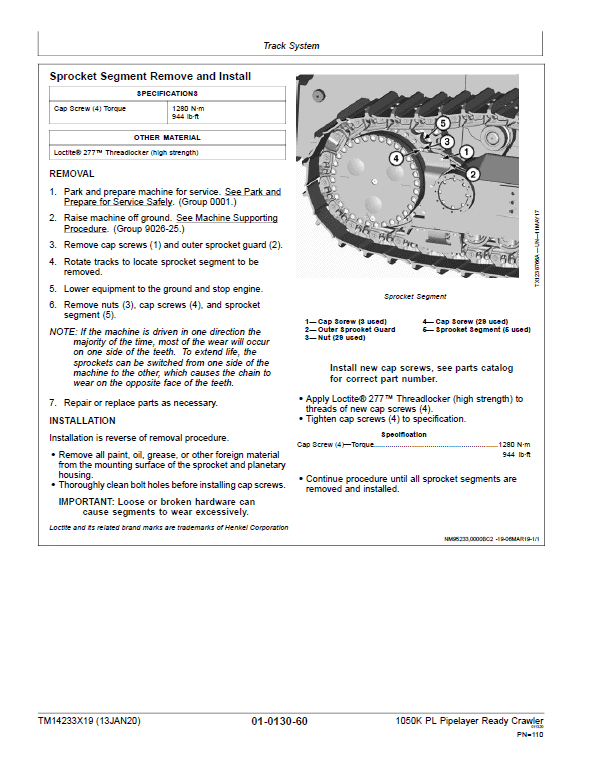 John Deere 1050K PL Pipelayer Crawler Dozer Technical Manual (SN. F310922 – F318801) Workshop Guide