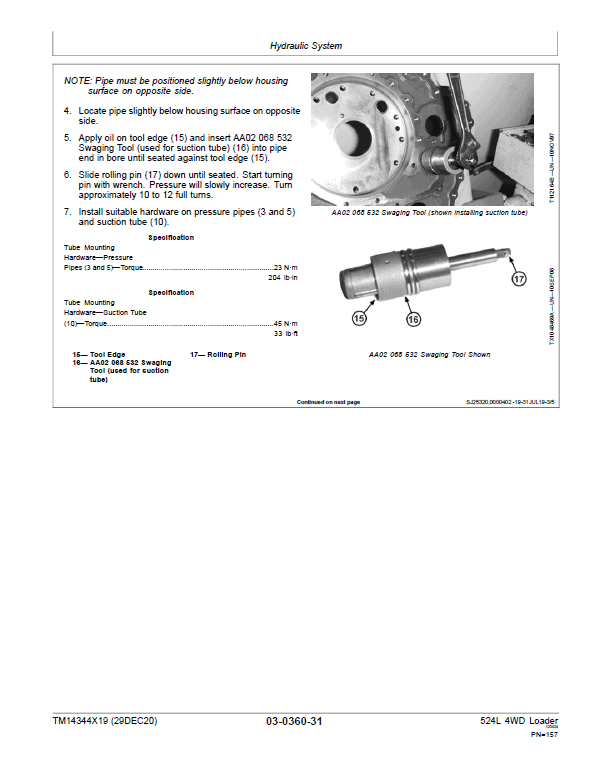 John Deere 524L 4WD Loader Repair Technical Manual (S.N after F693054 – ) Workshop Guide