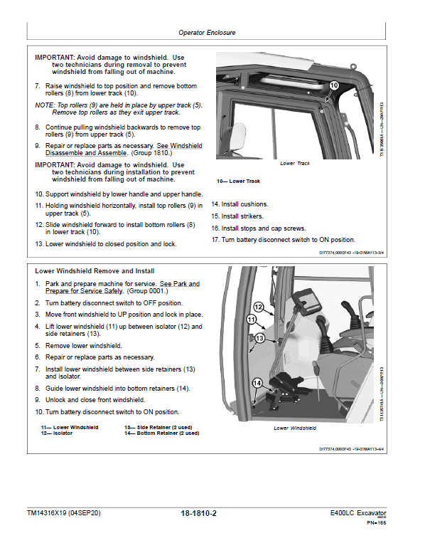 John Deere E400LC Excavator Repair Technical Manual (SN. C600002 & D600002 -) Workshop Guide