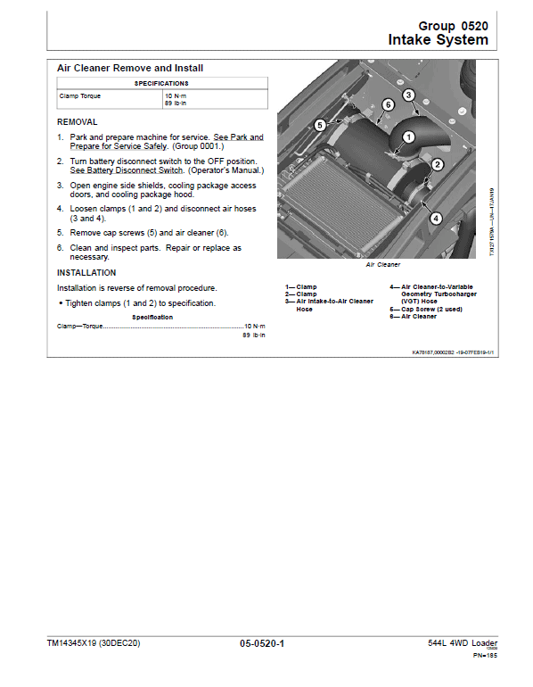 John Deere 544L 4WD Loader Repair Technical Manual (S.N after F693054 – ) Workshop Guide