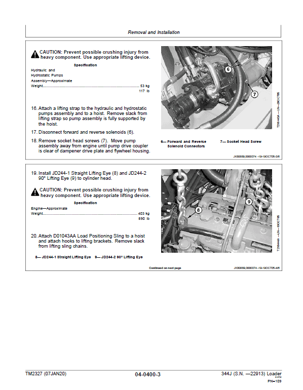 John Deere 344J Loader Repair Technical Manual (SN. before 22913) Workshop Guide