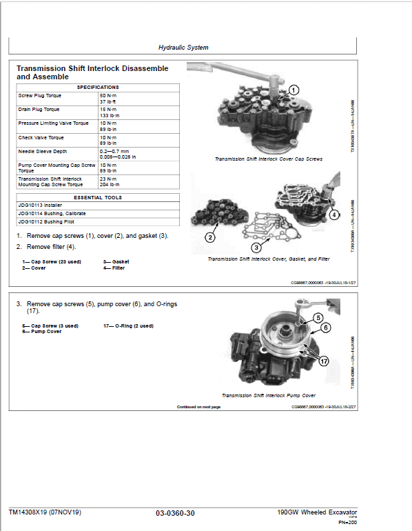 John Deere 190GW Wheeled Excavator Repair Technical Manual (S.N after F052002 -) Workshop Guide