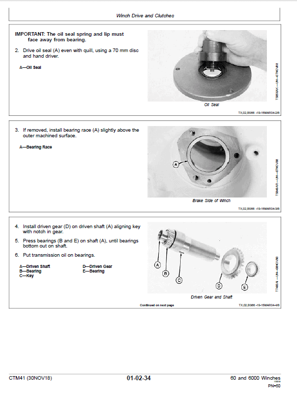 John Deere 60, 6000 Winches Component Technical Manual (CTM41) Workshop Guide