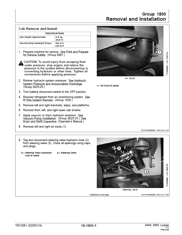John Deere 444K 4WD Loader Engine 4045HDW56 iT4 Technical Manual (SN. 642101 – 670307) Workshop Guide