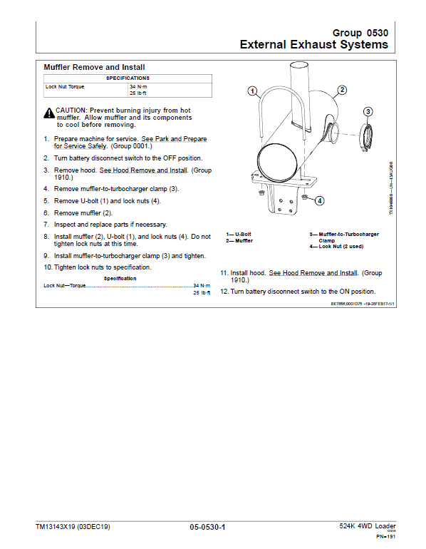 John Deere 524K 4WD Loader Technical Manual (SN. D000001 – D001000) Workshop Guide