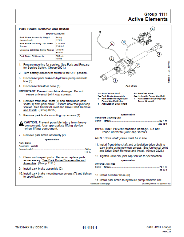 John Deere 544K 4WD Loader Technical Manual (SN. D000001 – D001000) Workshop Guide
