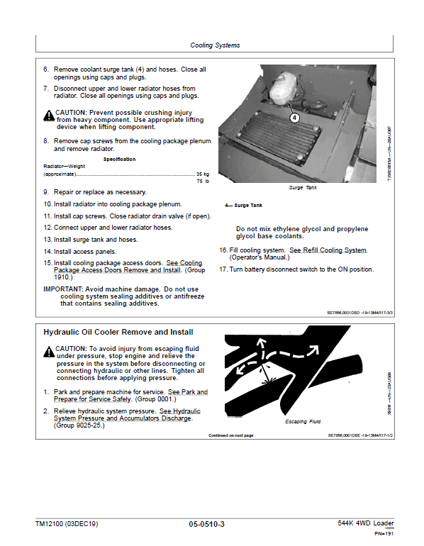 John Deere 544K 4WD Loader Technical Manual (SN. D642665 – D670307) Workshop Guide