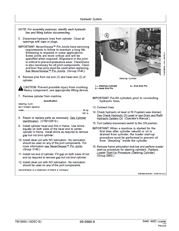 John Deere 544K 4WD Loader with Engine 6068HDW74 T3 Technical Manual (SN. – 642664) Workshop Guide