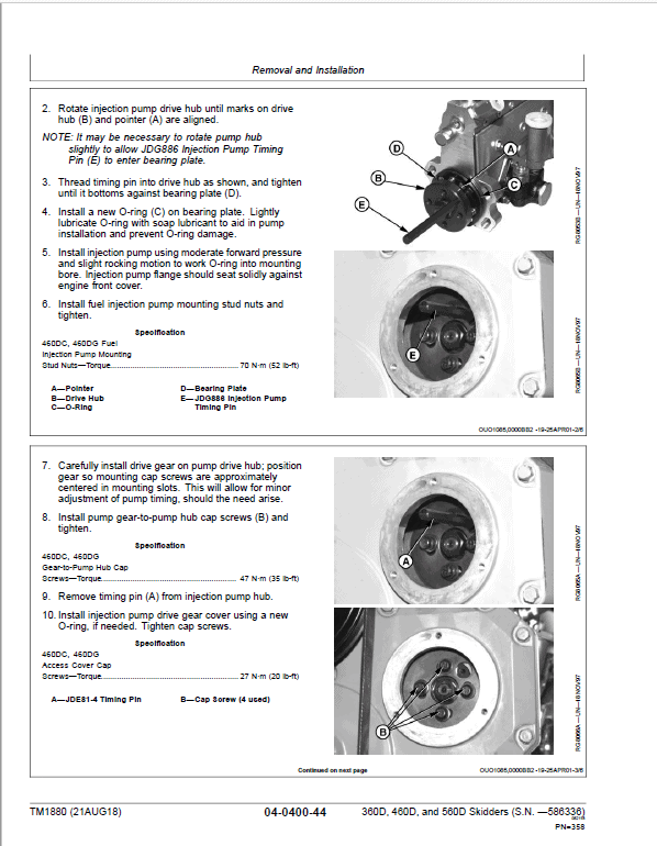 John Deere 360D, 460D, 560D Skidders Repair Manual (S.N.  before 586336) Workshop Guide