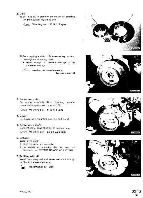 Komatsu WA200-1 Wheel Loader Service Manual Workshop Guide