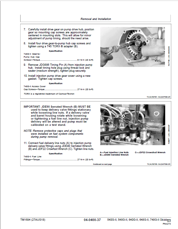 John Deere 540G-II, 548G-II, 640G-II, 648G-II, 748G-II Skidder Repair Manual (S.N 565685 – 576252) Workshop Guide