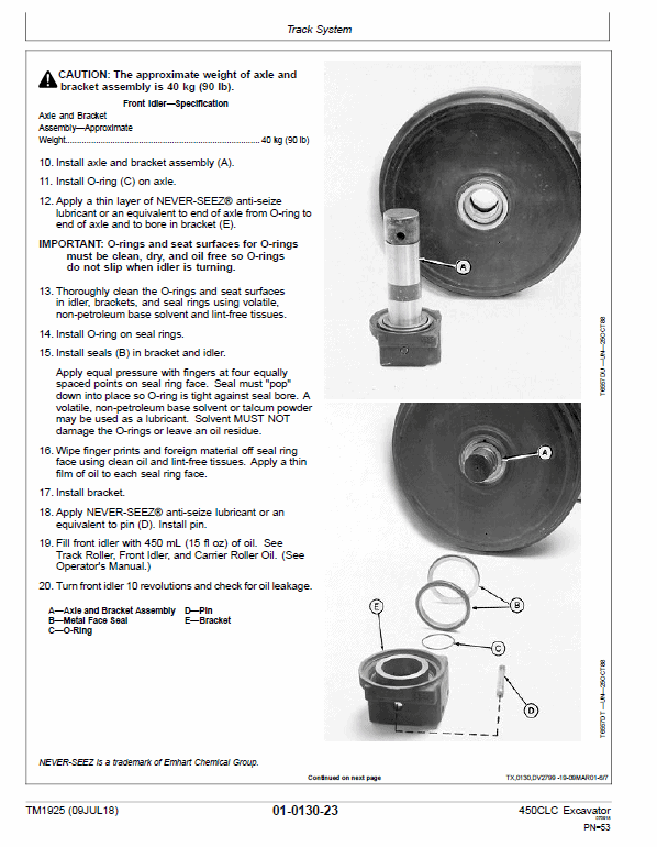 John Deere 450CLC Excavator Repair Technical Manual Workshop Guide