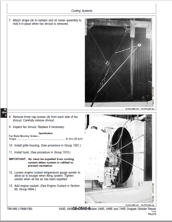 John Deere 548E, 648E, 748E Grapple Skidder Repair Technical Manual Workshop Guide