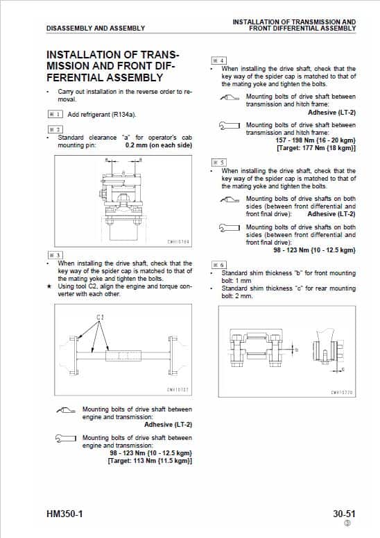 Komatsu HM350-1 Dump Truck Service Manual Workshop Guide