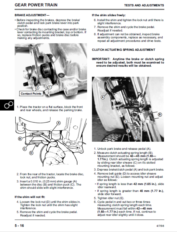 John Deere 1438, 1542, 1642, 1646 Sabre Lawn Tractors Technical Manual Workshop Guide