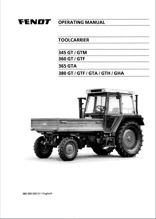 Fendt F390 GTA, F395 GTA, F395 GHA Tractors Workshop Repair Manual