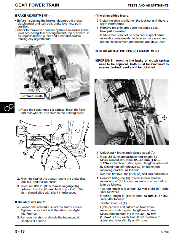 John Deere 1438, 1542, 1642, 1646 Sabre Lawn Tractors Technical Manual Workshop Guide