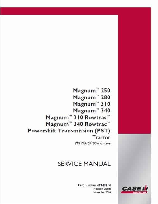 Case 250, 280, 310, 340, 380 Magnum Tractor Service Manual