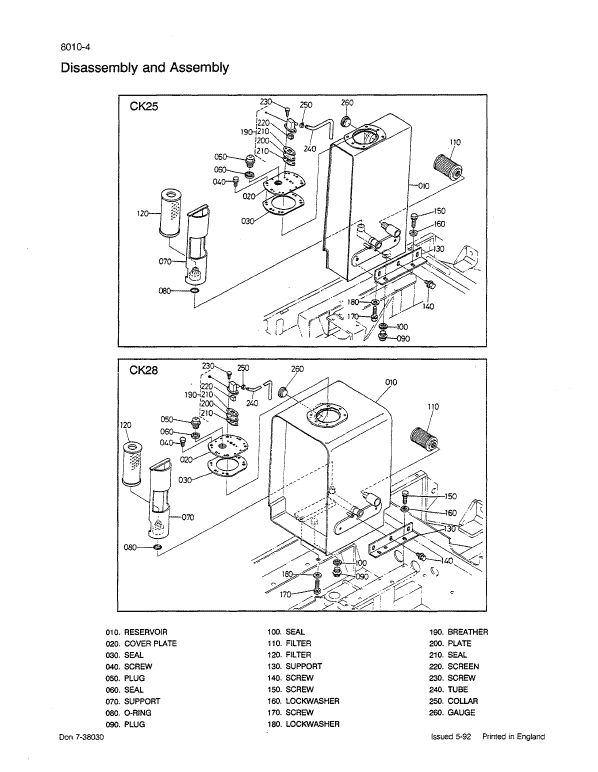Case CK25, CK28 Excavator Service Manual Workshop Guide