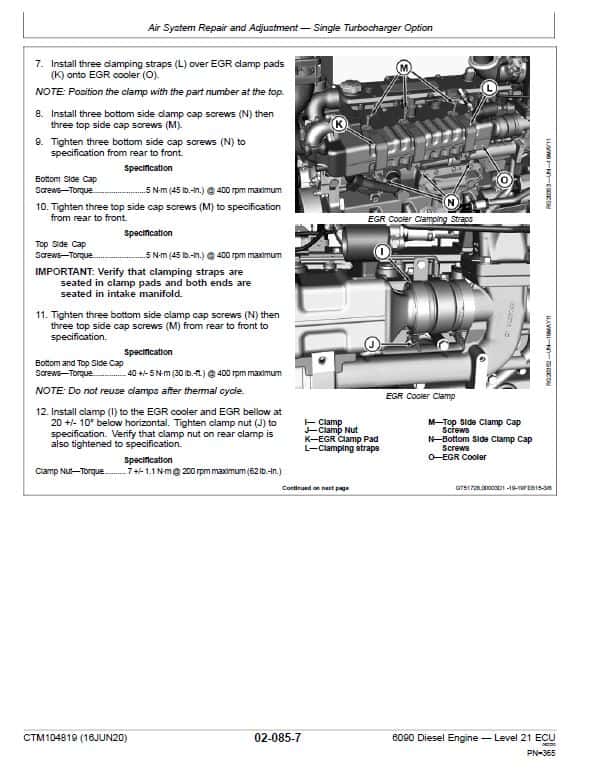 John Deere 6090 Diesel Engine Level 21 ECU Repair Technical Manual (CTM104819) Workshop Guide