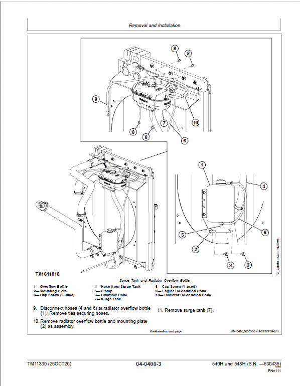 John Deere 540H, 548H Skidder Repair Technical Manual (S.N before  – 630435) Workshop Guide