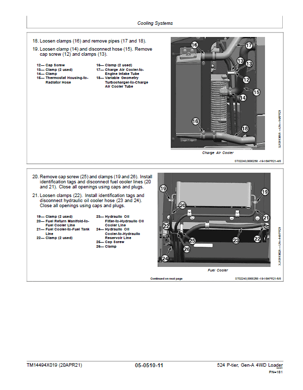John Deere 524 P-Tier, Gen-A 4WD Loader Repair Technical Manual (S.N L_10283 – ) Workshop Guide