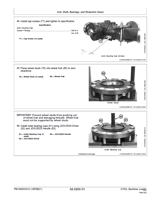 John Deere 315SL Backhoe Loader Technical Manual (S.N F390996 – ) Workshop Guide